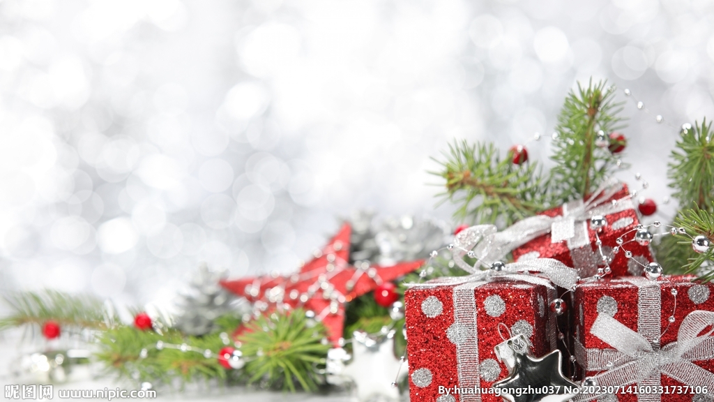 白底红色礼品盒节日装饰背景