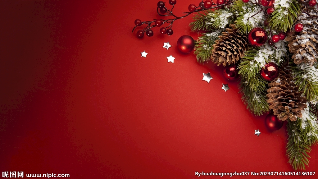 红墙圣诞装饰礼物背景