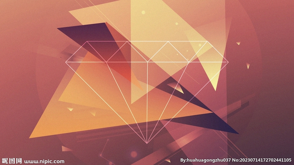 橙色渐变3d几何抽象背景