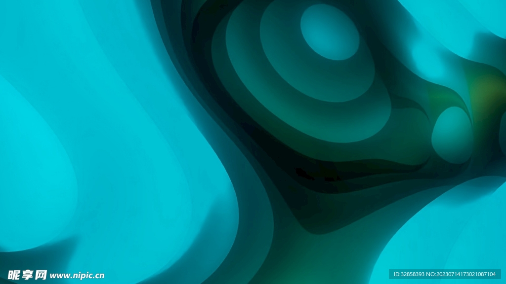 蓝绿色3d液体流体科技线条背景