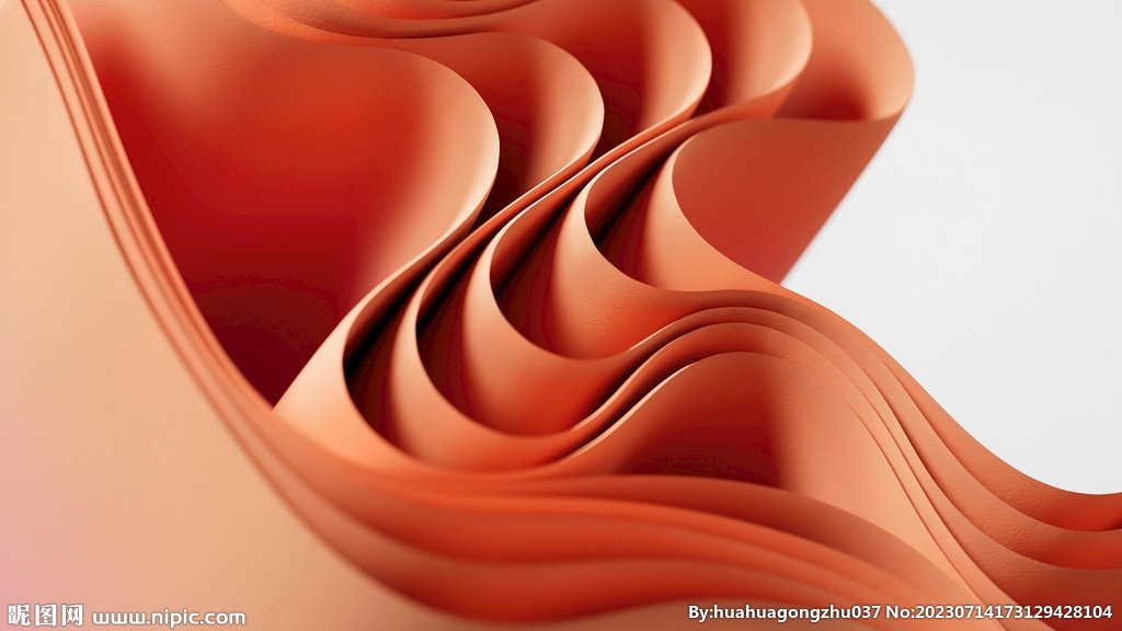 橘色抽象拉丝3D立体流体渐变