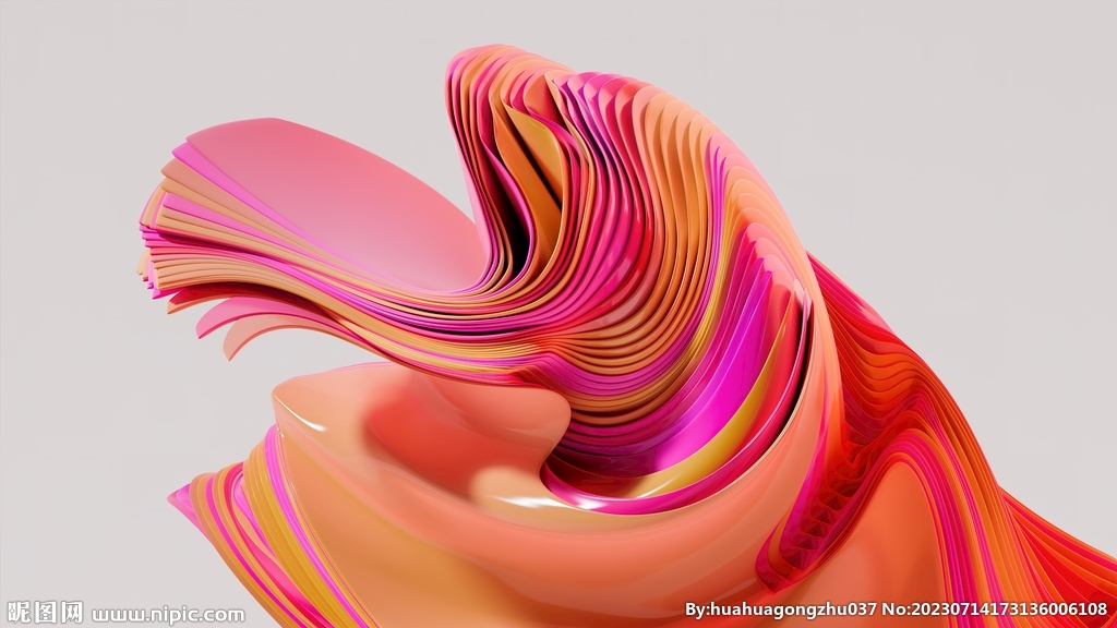 红色抽象拉丝3D立体流体渐变