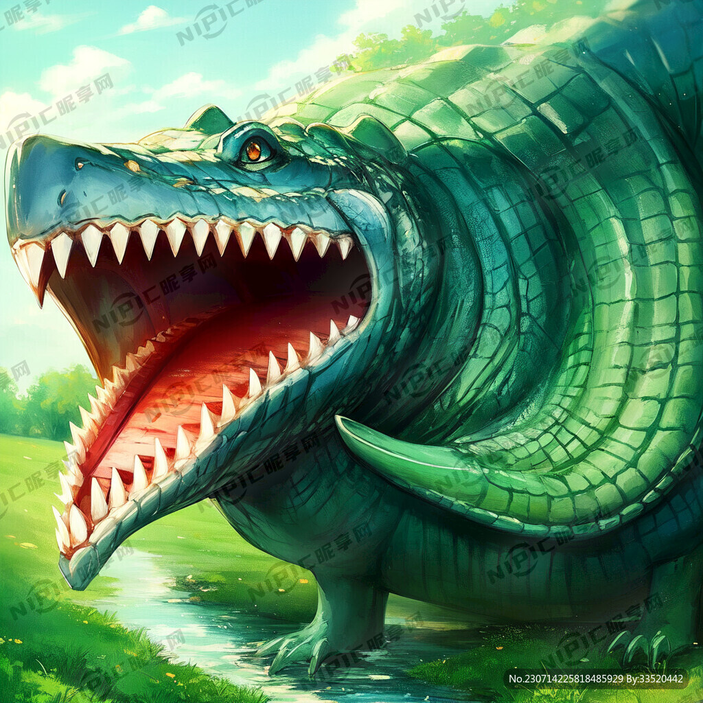 鳄鱼 张大嘴巴 二次元