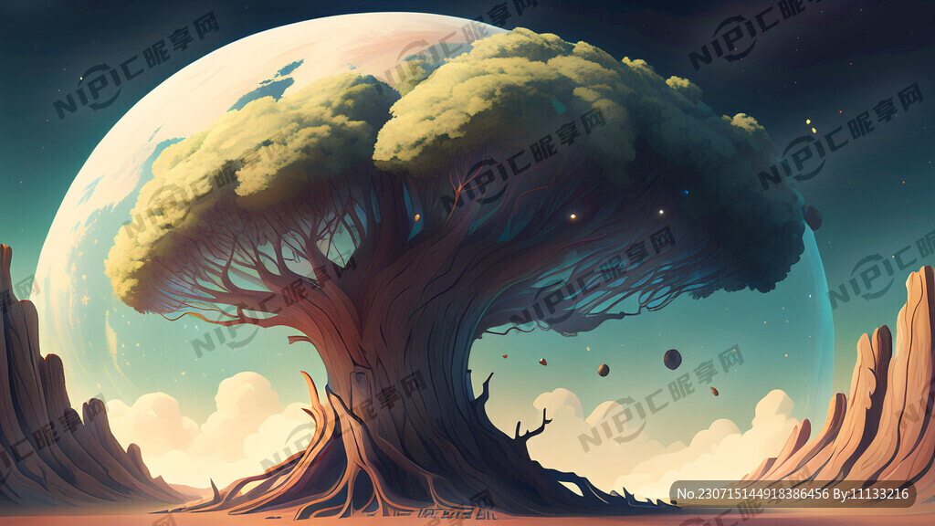 地球原始地貌在宇宙中漂浮