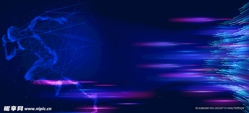 奔跑科技流星线条背景图