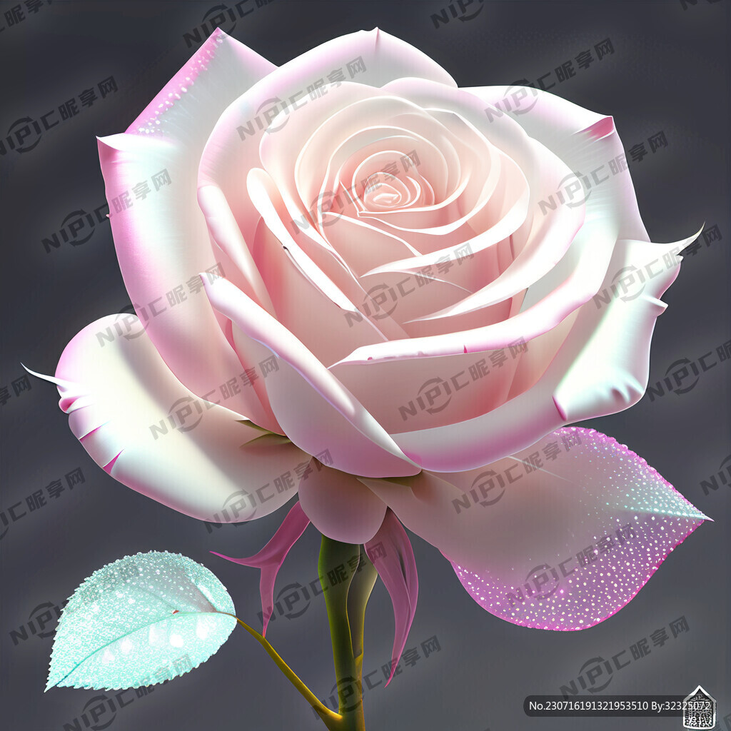 玫瑰花二次元粉白色晶莹剔透