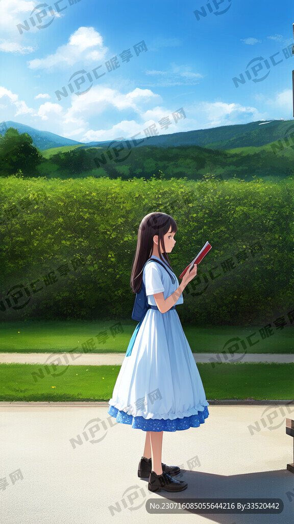 女孩 清纯 远景 超写实