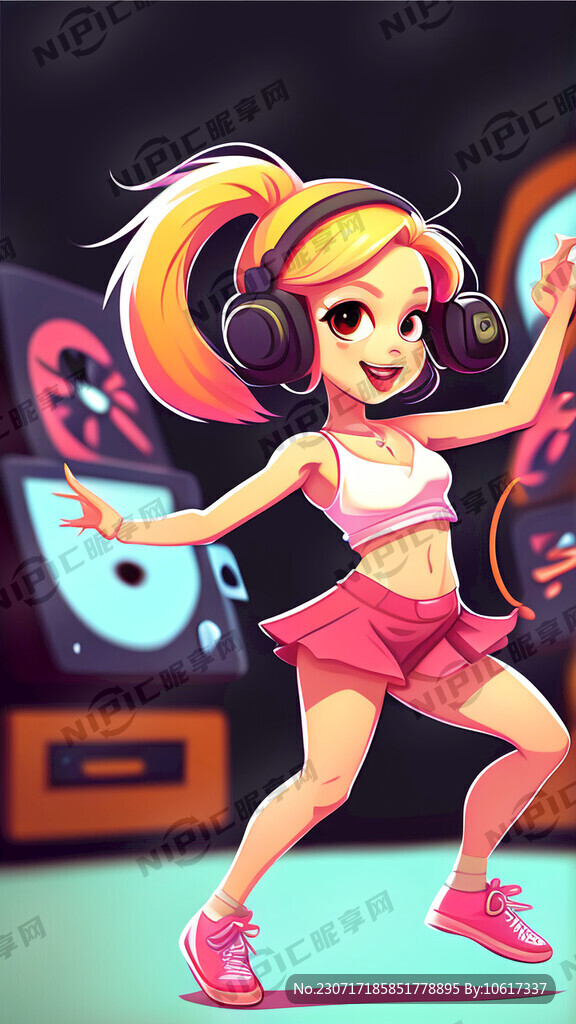 舞蹈直播间卡通可爱