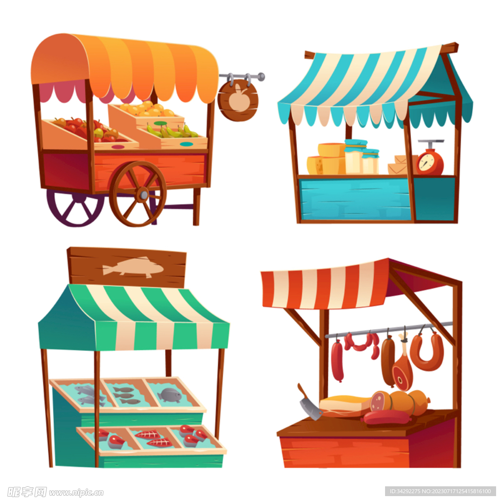 售货摊插画