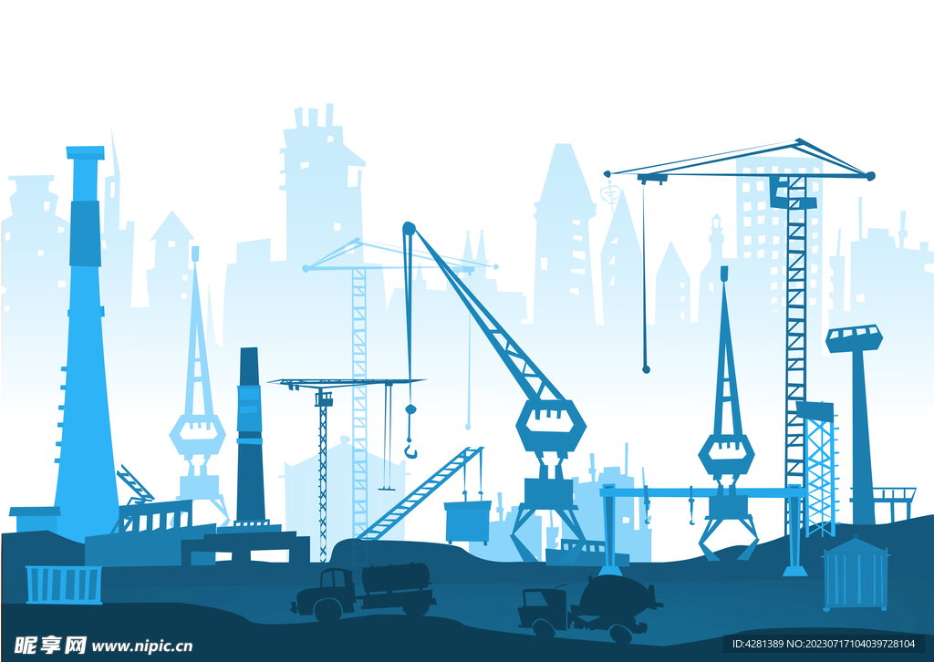 蓝色建筑工地
