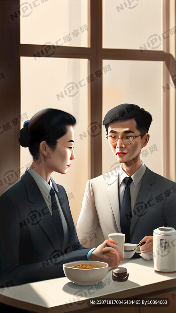 商务人士 早餐喝粥