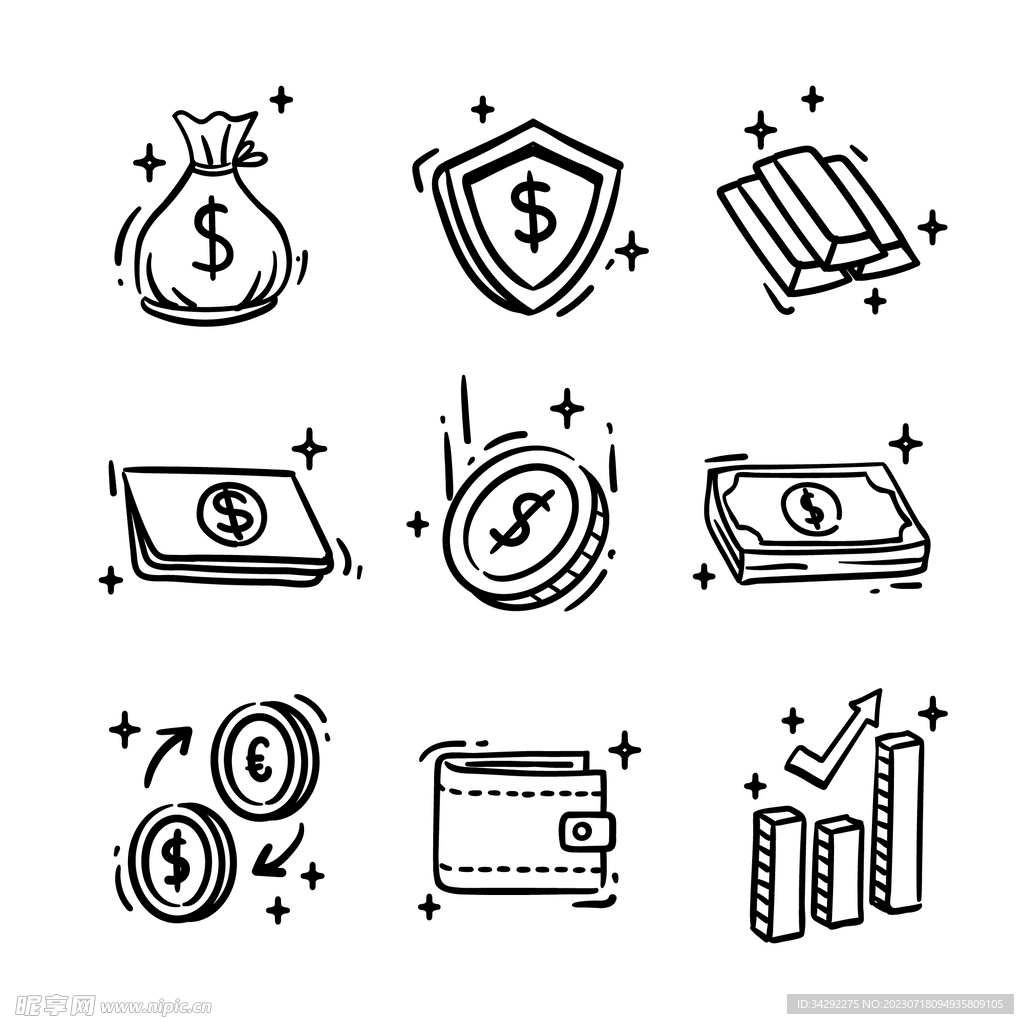 手绘金融图标