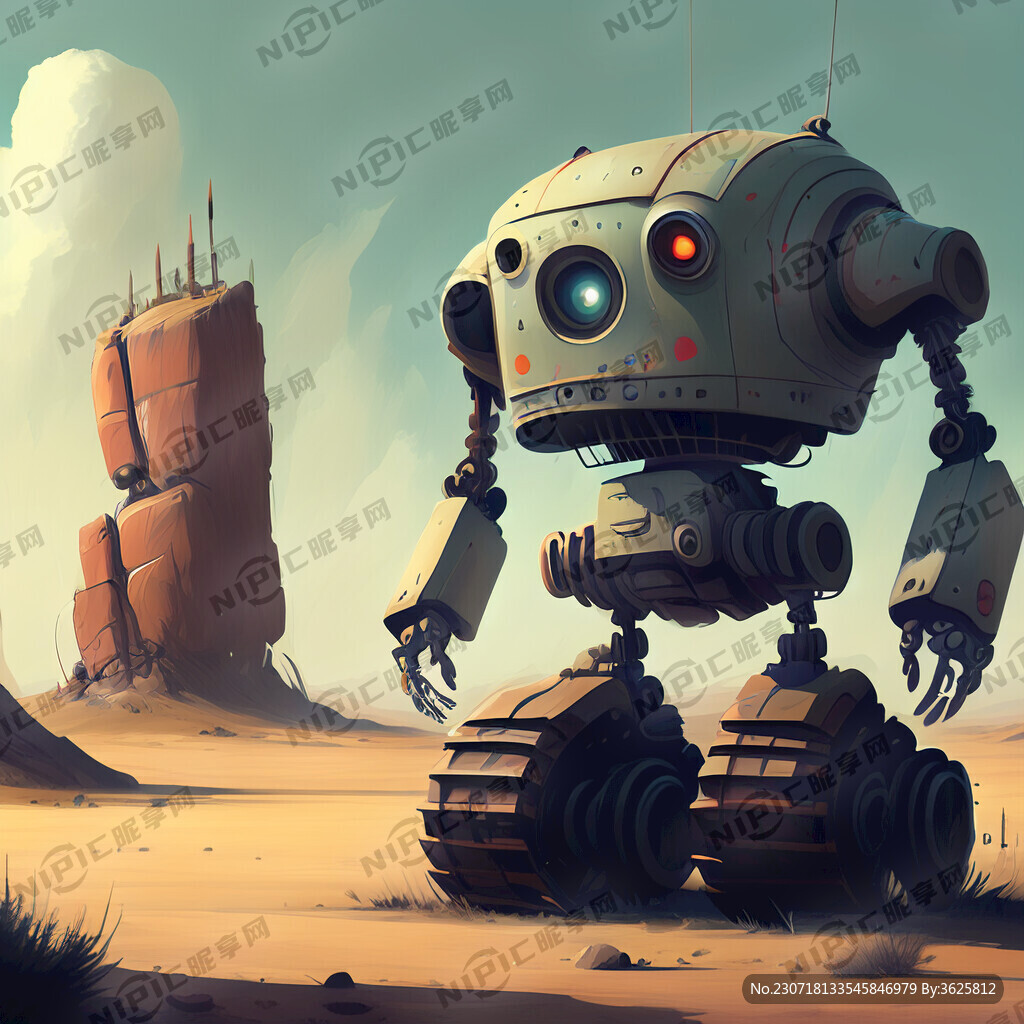 有一个机器人 有风景画