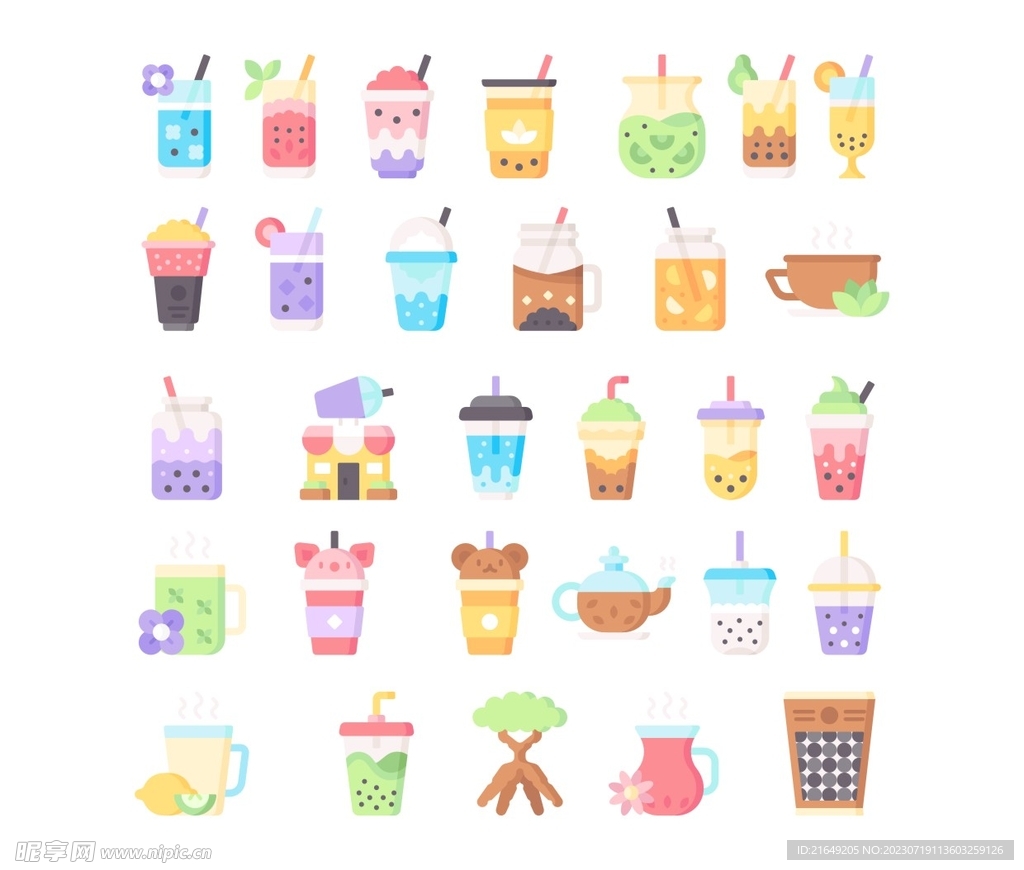 奶茶卡通矢量图标