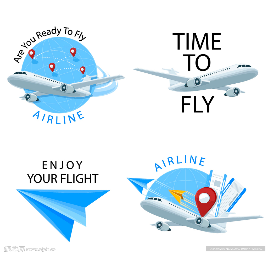 飞机旅行插画