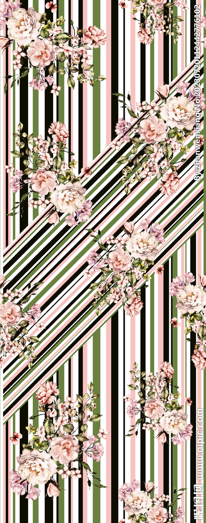 大牌  竖条  水彩花