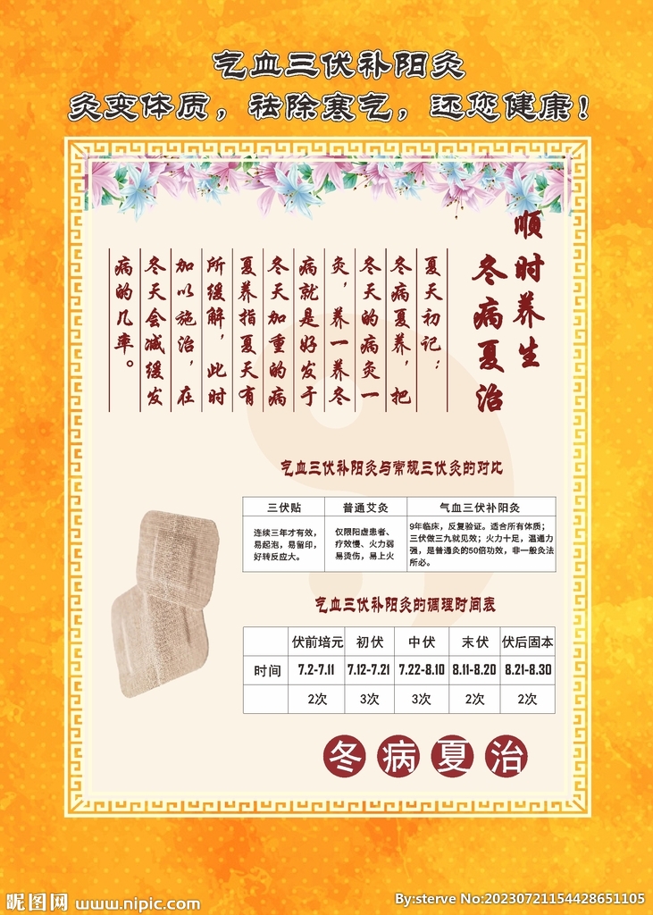 三伏天冬病夏治药灸海报