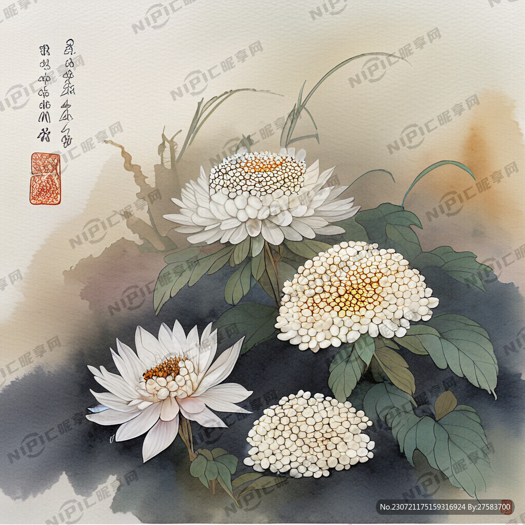 五谷 画面有水彩画的笔触