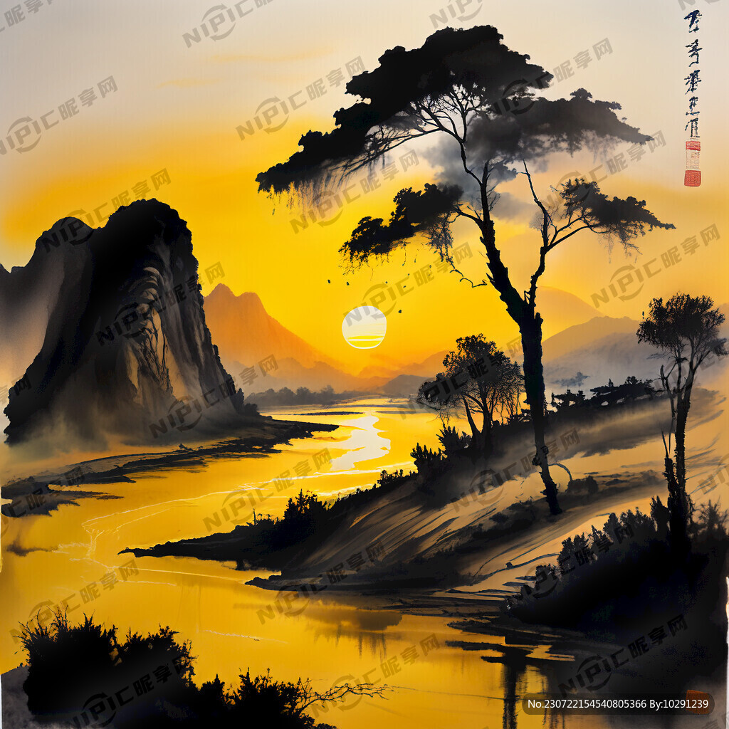 孔子画像背景深远的黄河