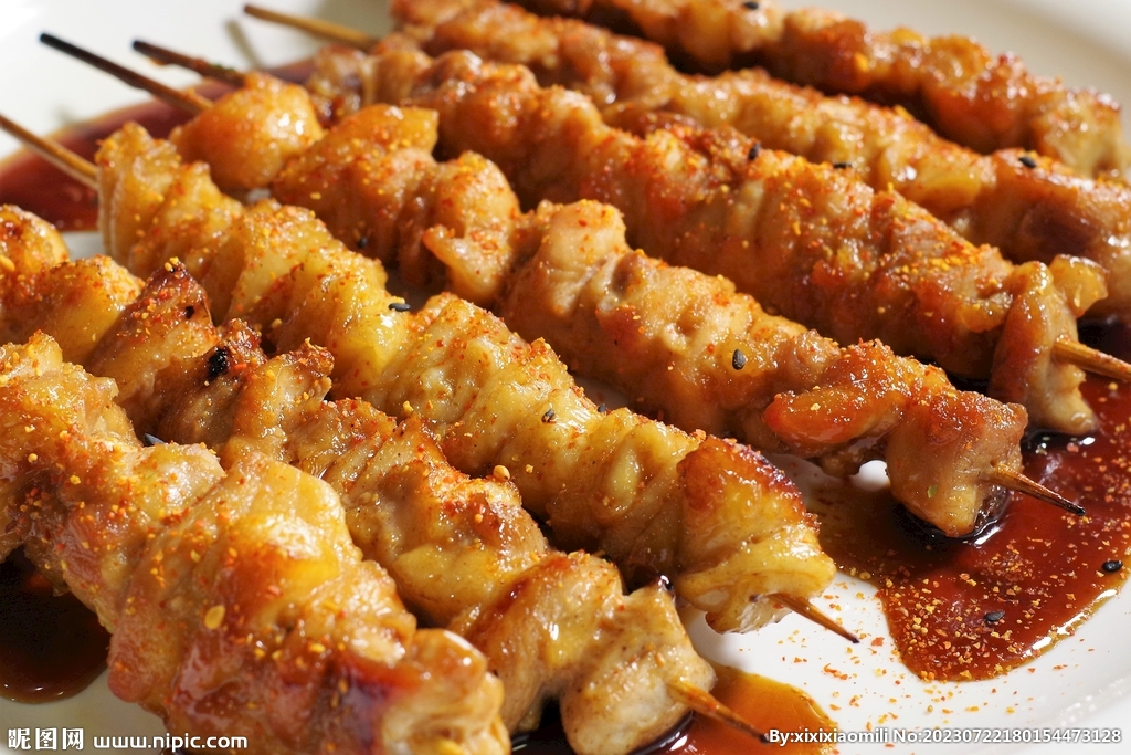 鸡肉串美食