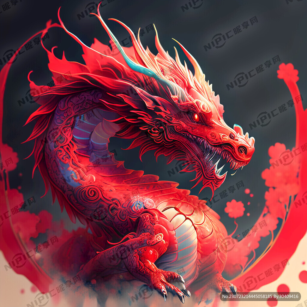 卡通龙 可爱 全息色 中国风