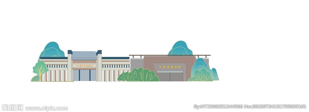 手绘杭州博物馆