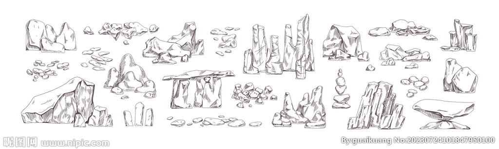岩石插画组合