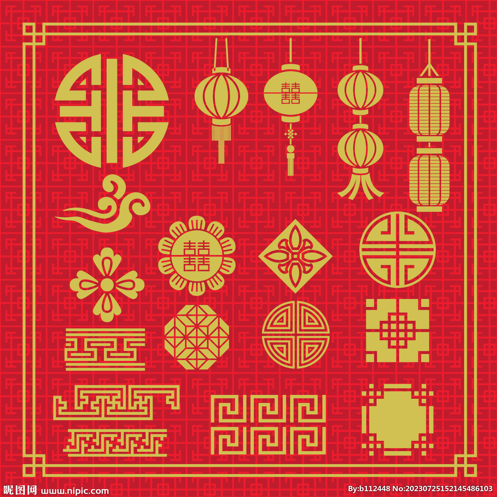 中国风边框背景底纹