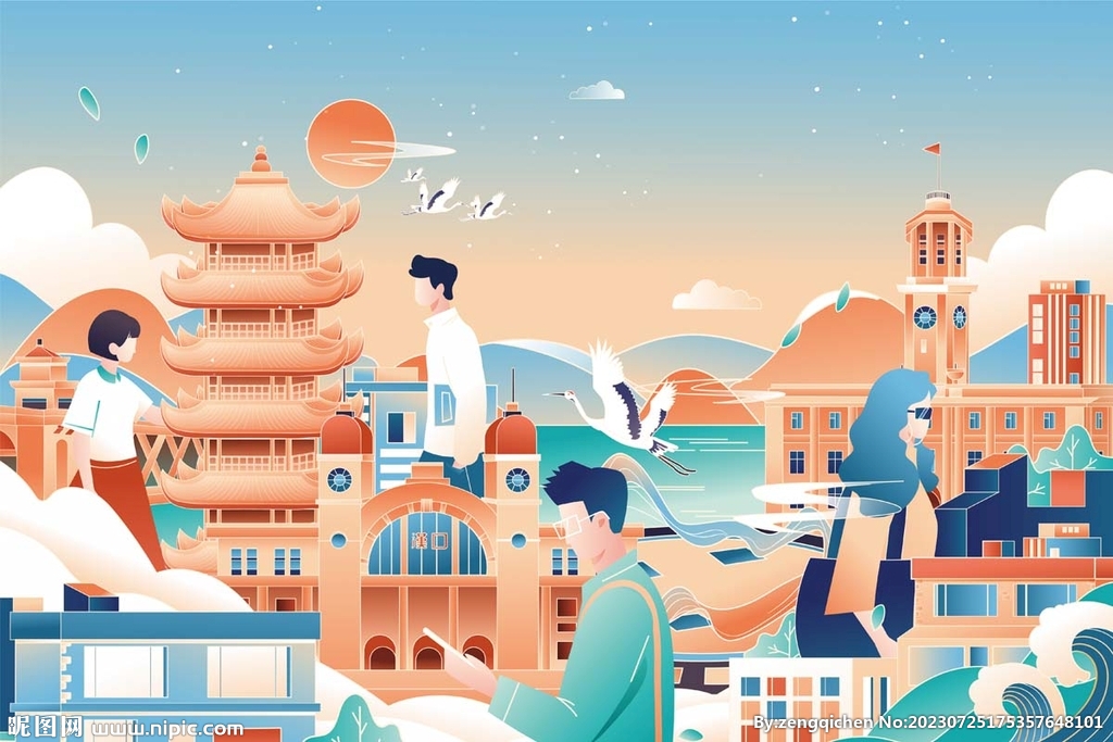 武汉插画素材