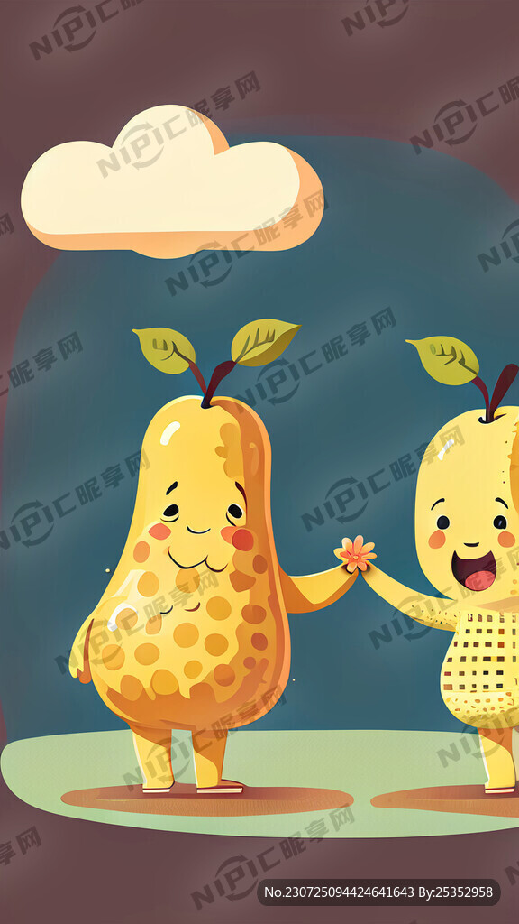 花生跟梨的插画 扁平风 花生糕