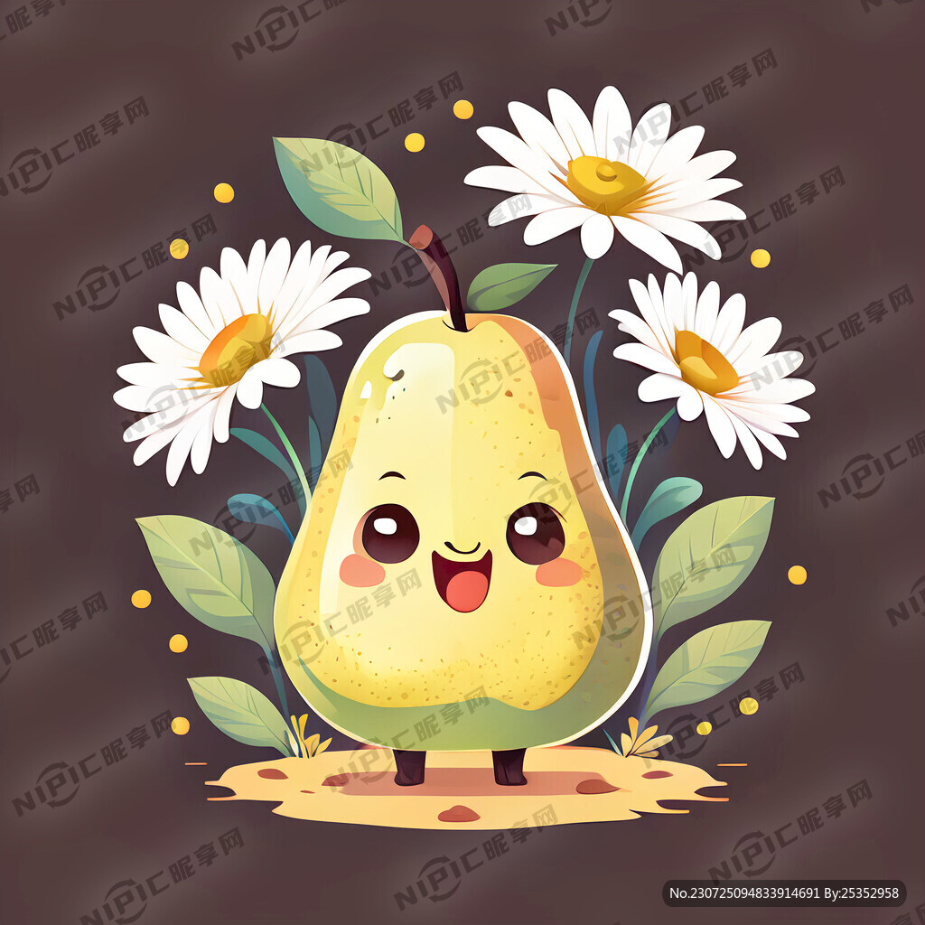 梨插画 拟人化 扁平风 可爱