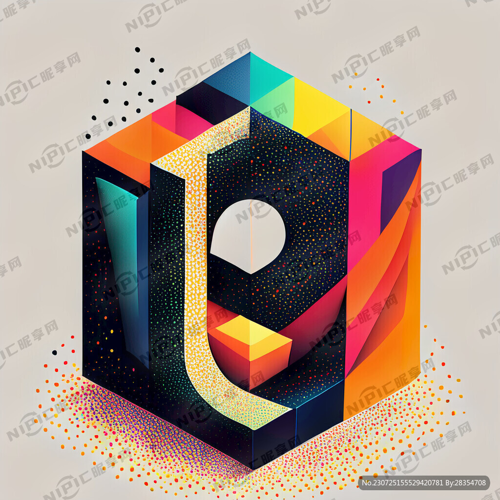 立体英文适量线条鲜艳字母点点底