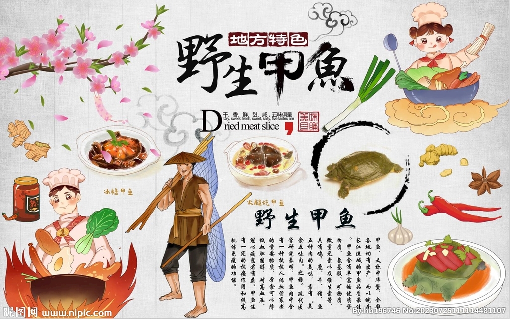 最新野生甲鱼背景墙PSD模板