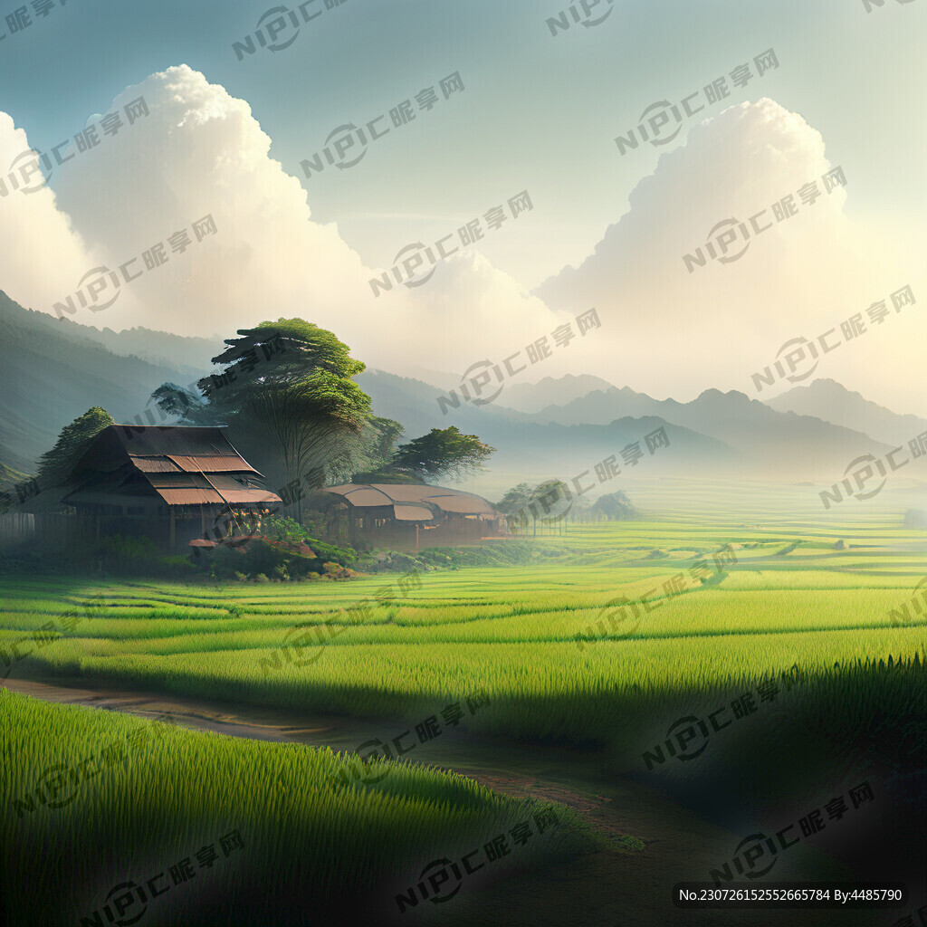 梯田 农村 美景 云雾