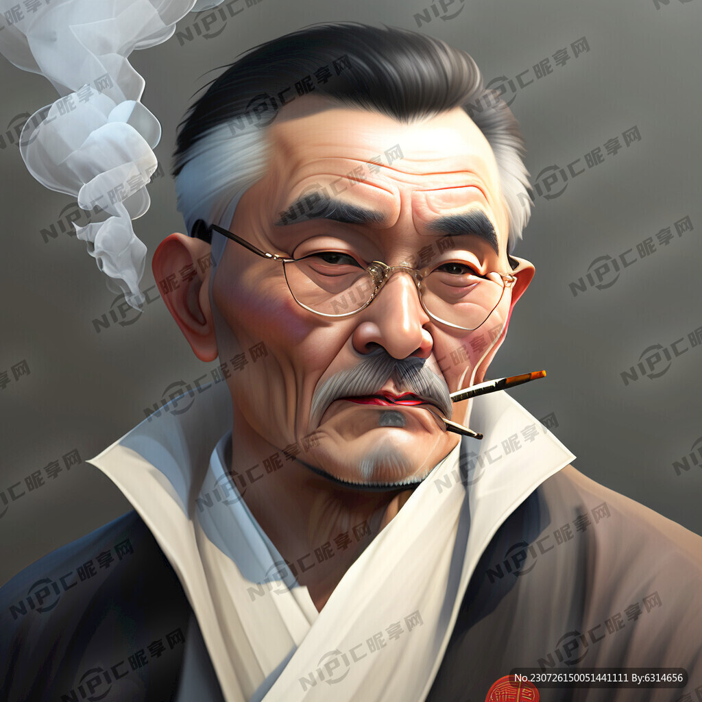 沧桑帅气抽烟大叔