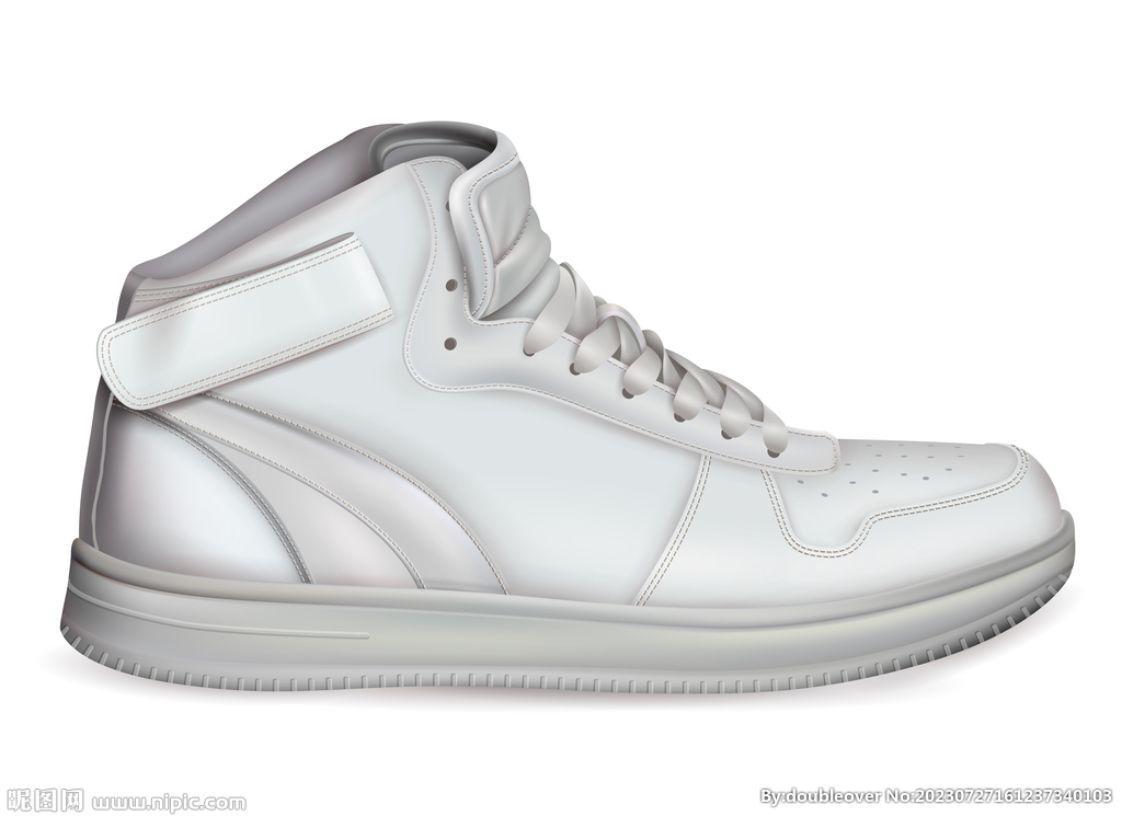 逼真矢量白色运动鞋