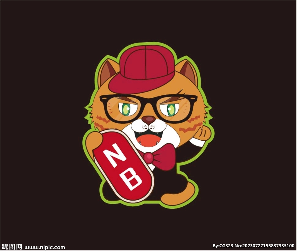 眼镜西装卡通猫