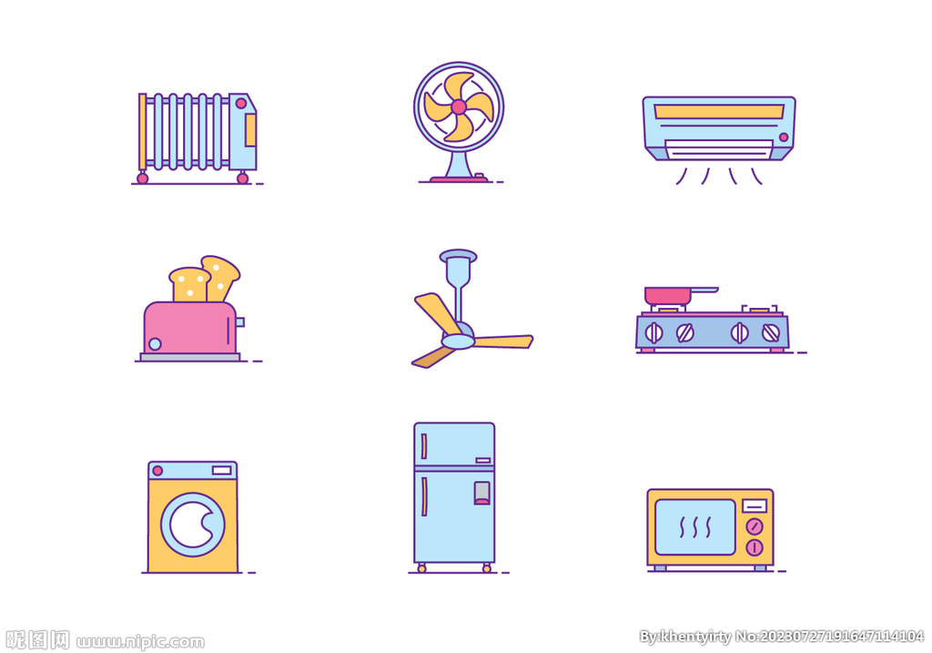 卡通家用电器图标标志