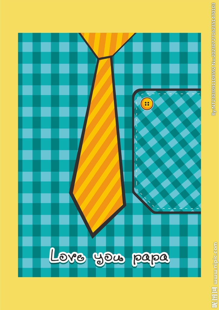 绿色格子衬衫打领带卡通