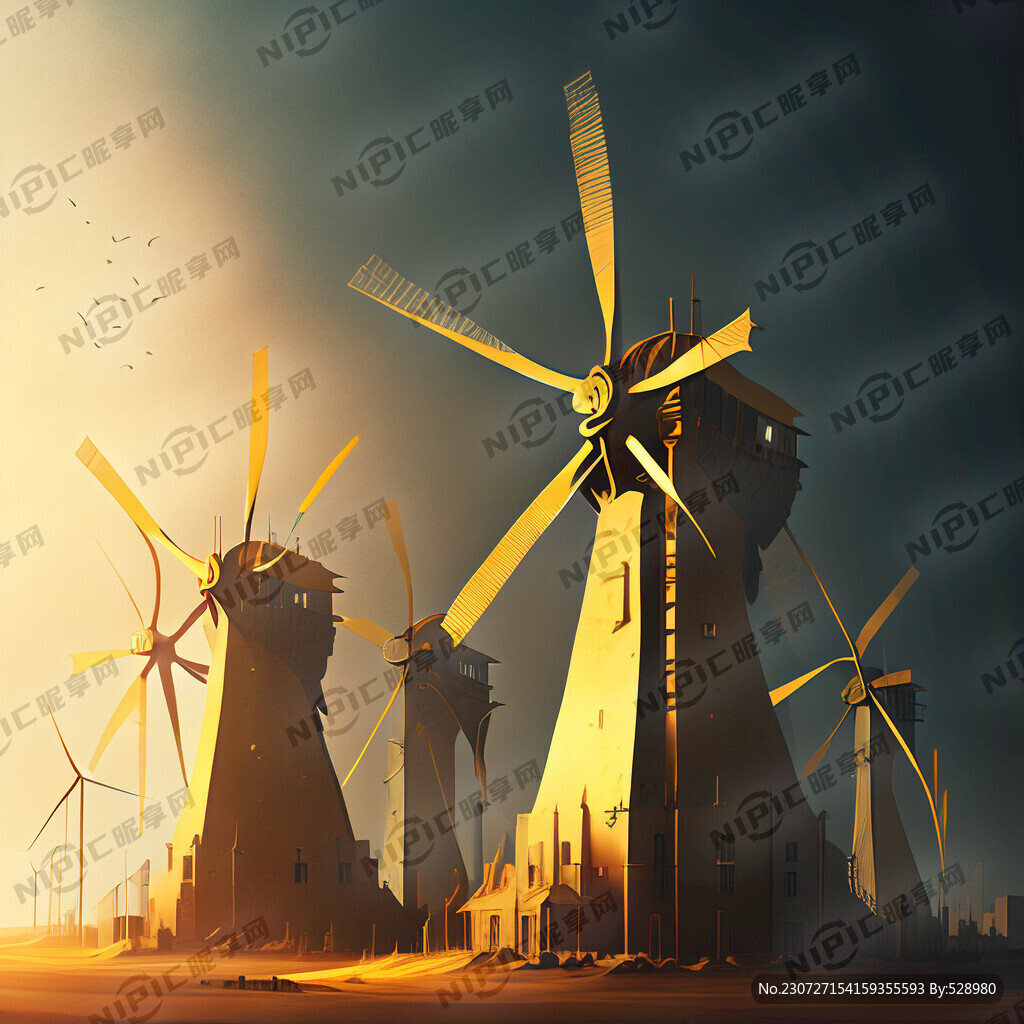 发电风车城市金黄