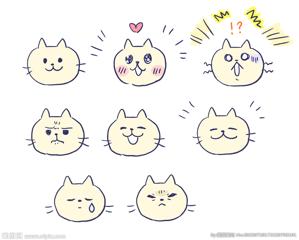 手绘猫咪头像素材