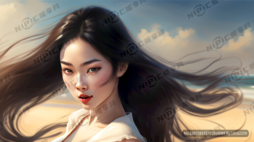 长发飘飘漂亮的小姐姐穿比士尼在