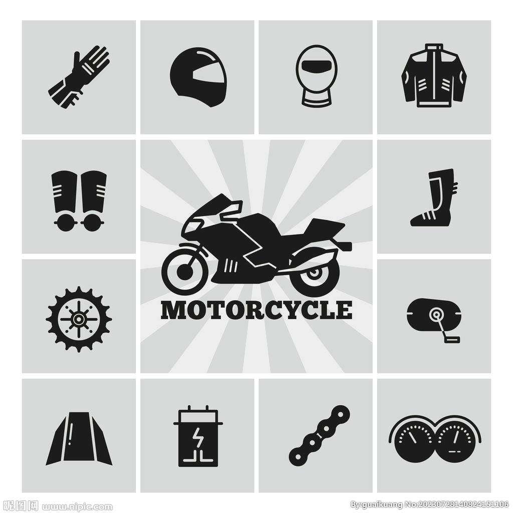 摩托车零部件插画