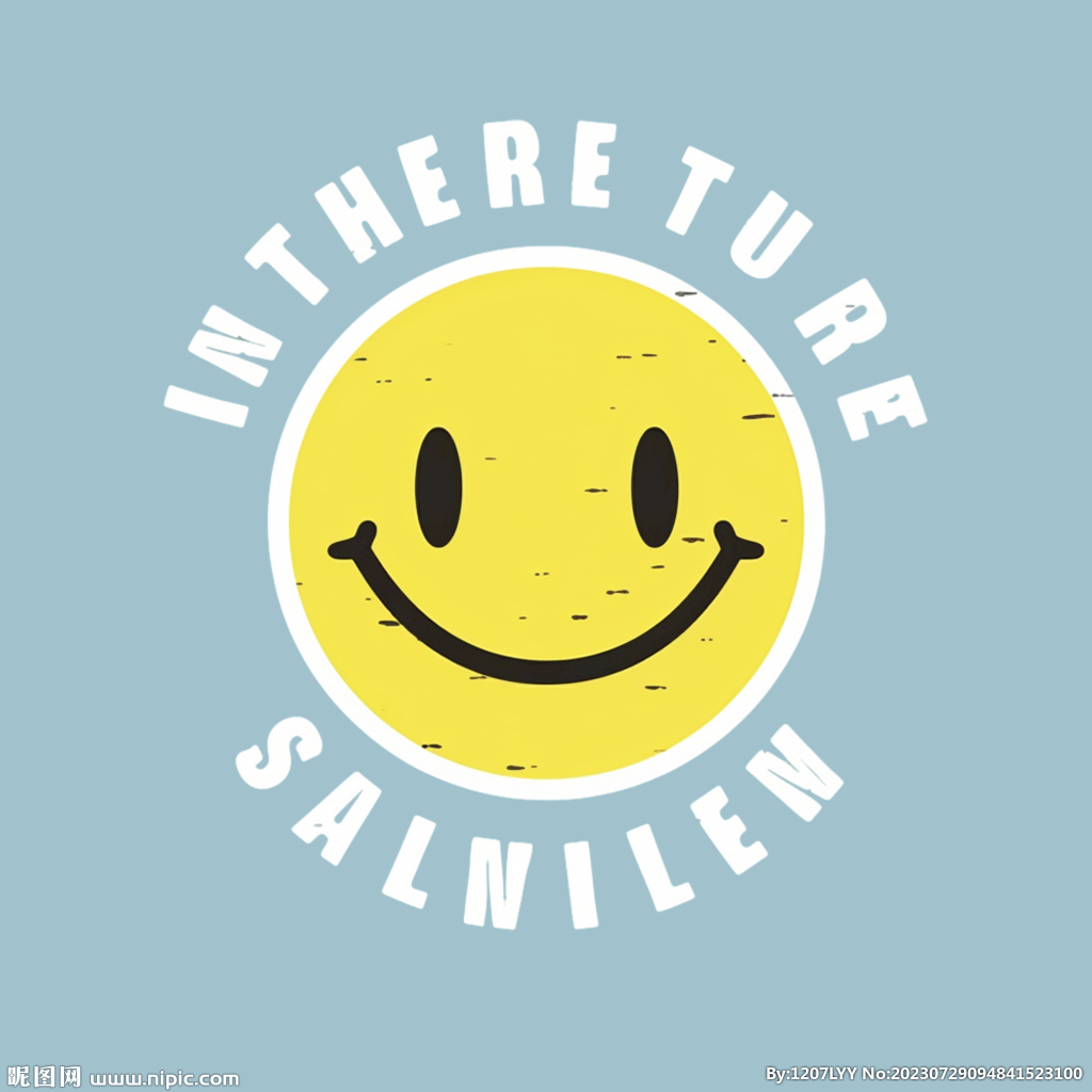 笑脸英文字母图案印花 T恤图案