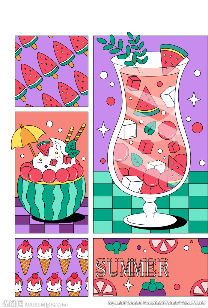 西瓜饮品插画