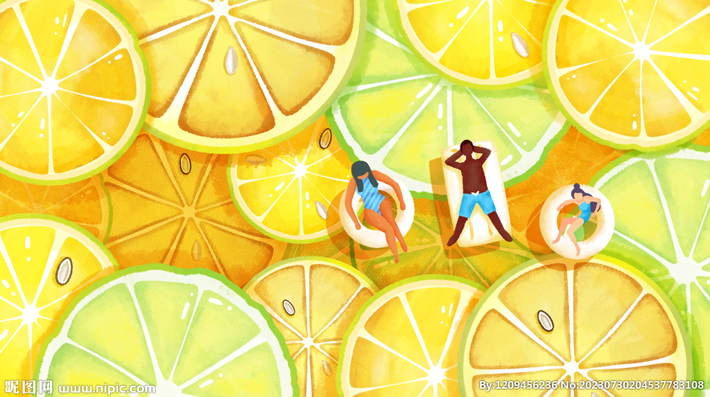 柠檬水果手绘风