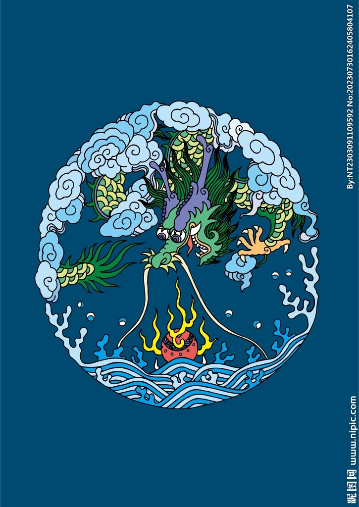 中国龙国潮中国风印花