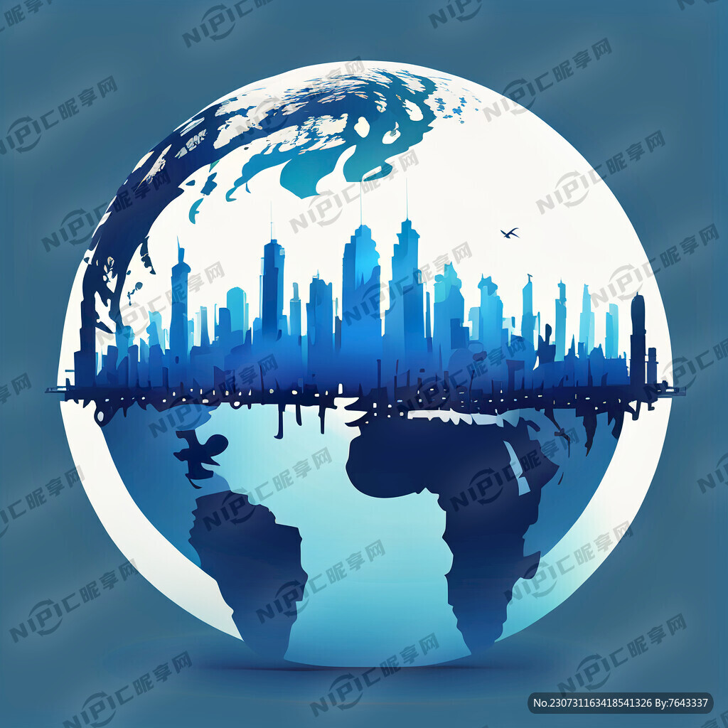 地球与城市剪影结合 地球要明显