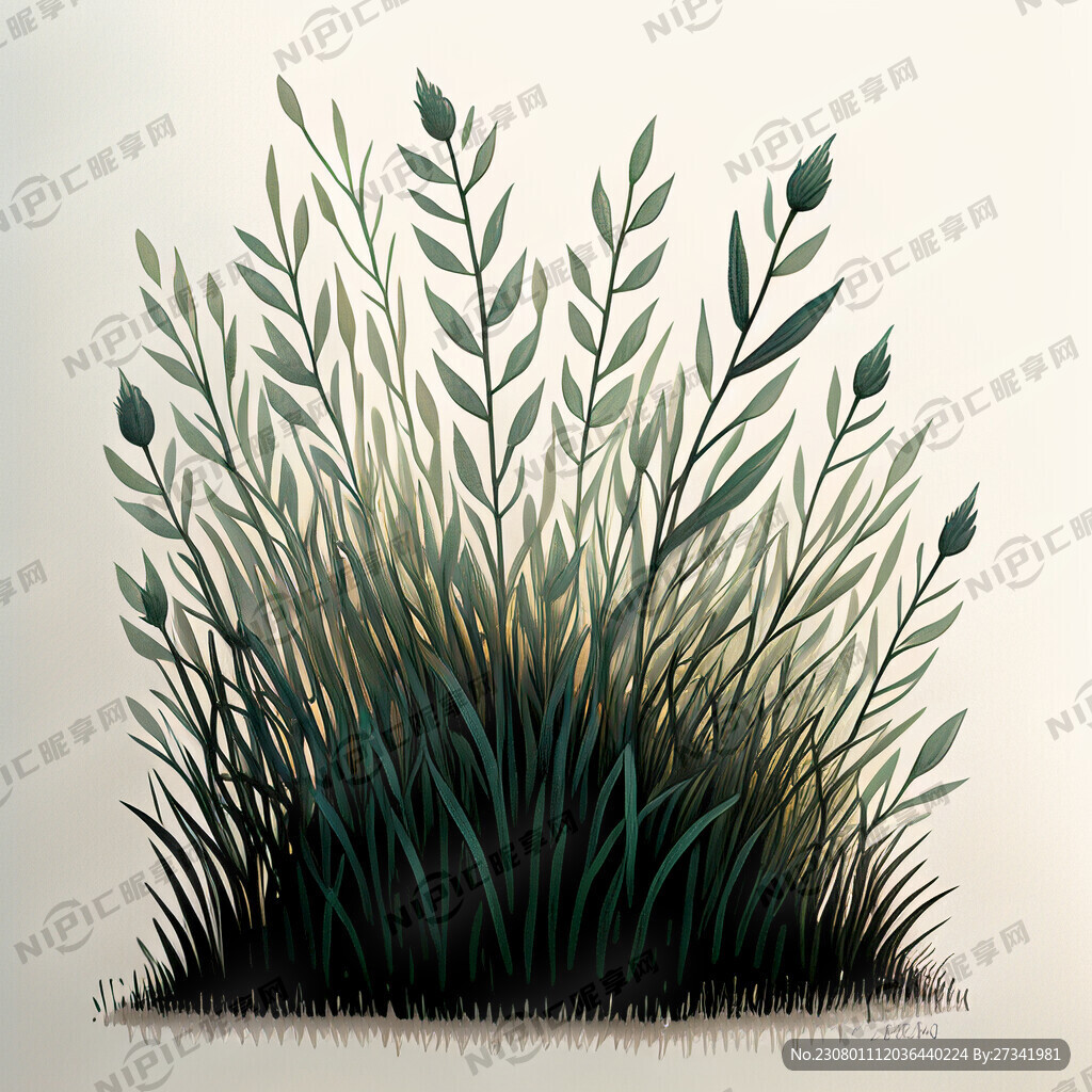 简笔画很多树叶草丛