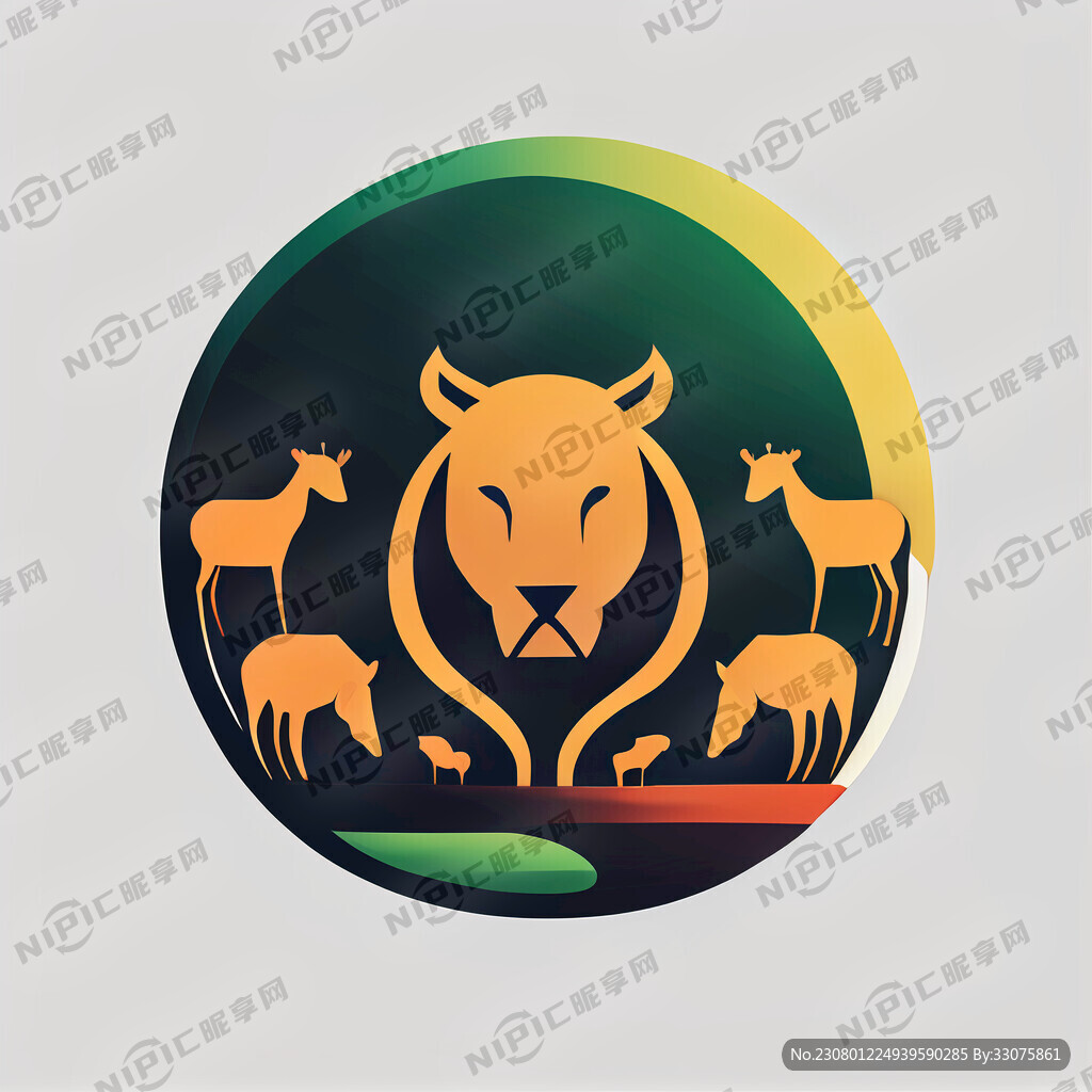 动物园主题标识简约商标三种颜色